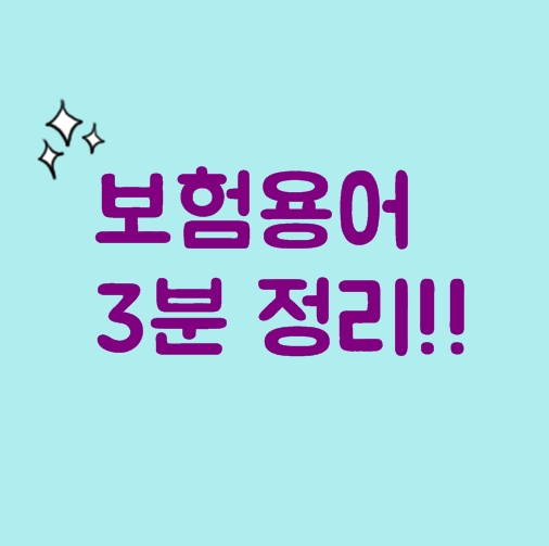  기본 보험용어 3분 정리!!