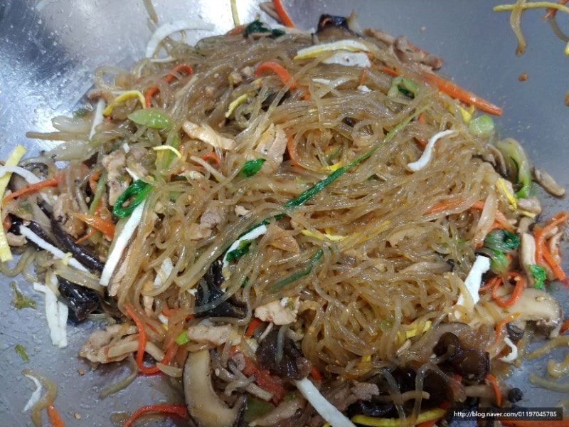 시금치 대신 청경채 돼지고기 잡채