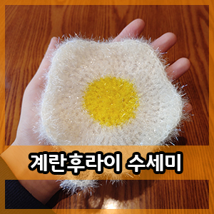  코바늘 :: 계란후라이 수세미 뜨기