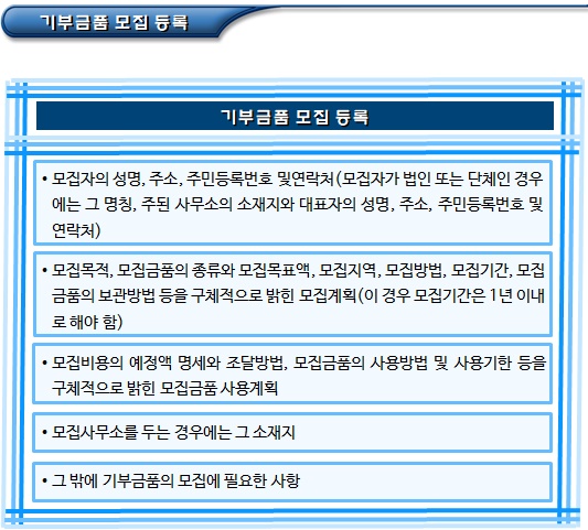 기부금품 모집 등록 및 모집 제한 기부금품 모집 등록 및 모집 제한