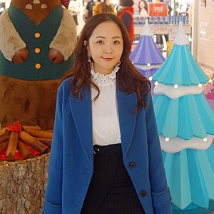여성코트코디, 베스띠벨리 블루코트로 겨울에도 화사하게