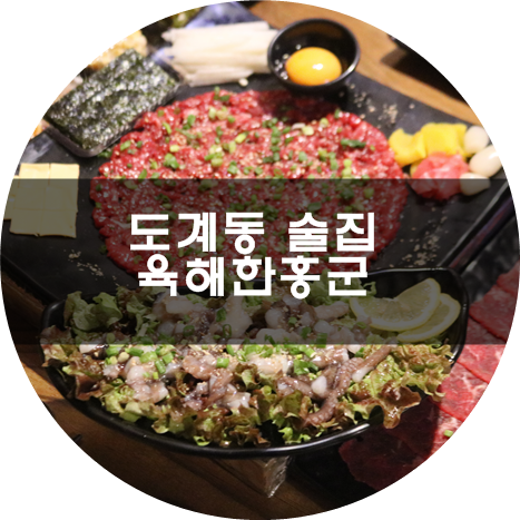  도계동 술집 육해한홍군 육회에 소주한잔
