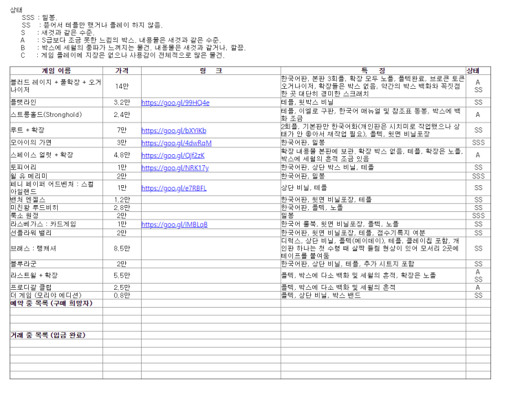  판매] 보드게임들 판매합니다.