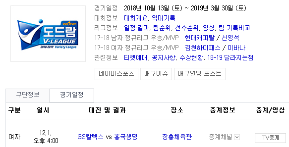 2018.12.01 KOVO(여자배구) (GS칼텍스 vs 흥국생명) 2018.12.01 KOVO(여자배구) (GS칼텍스 vs 흥국생명)