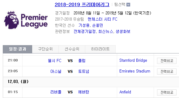 2018.12.02 EPL(프리미어리그) (첼시 vs 풀럼 아스널 vs 토트넘 리버풀 vs 에버턴) 2018.12.02 EPL(프리미어리그) (첼시 vs 풀럼 아스널 vs 토트넘 리버풀 vs 에버턴)