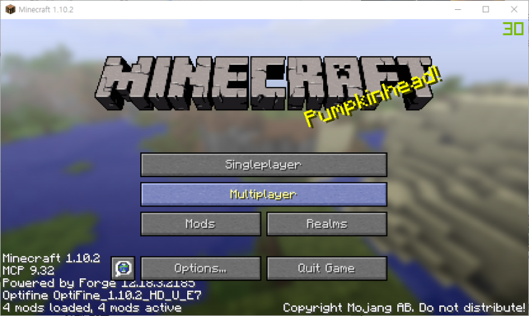  마인크래프트 1.10.2 모드 옵티파인[OptiFine]