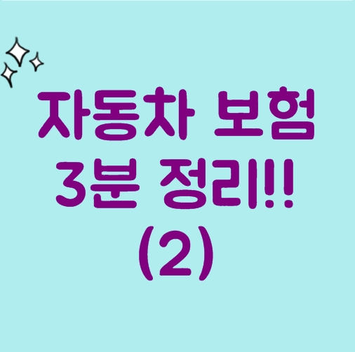  차보험 알아야 할 것 (대인, 자차 등)