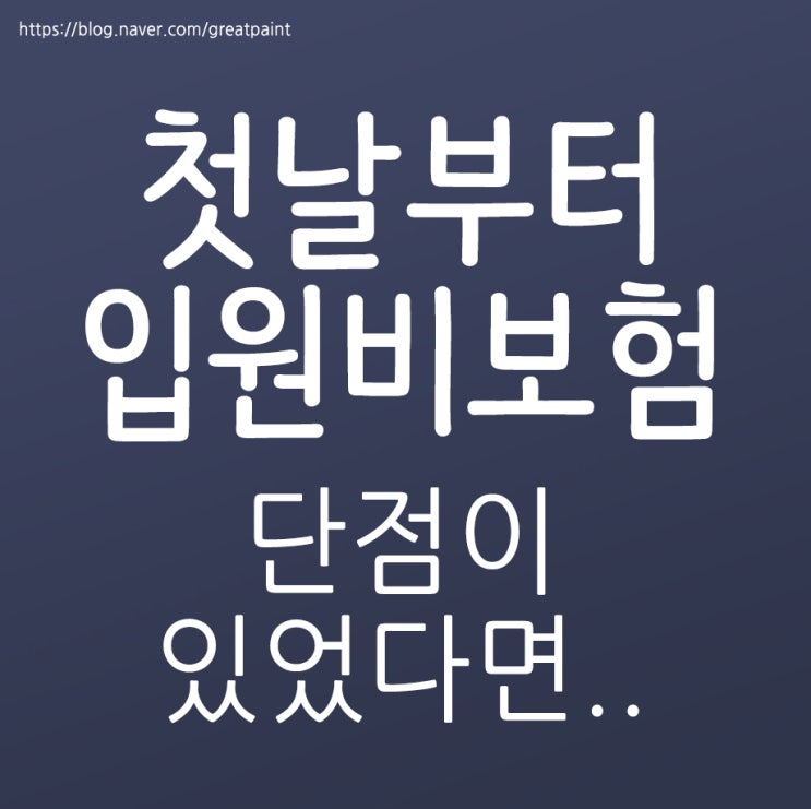  첫날부터입원비보험 이런 단점이..