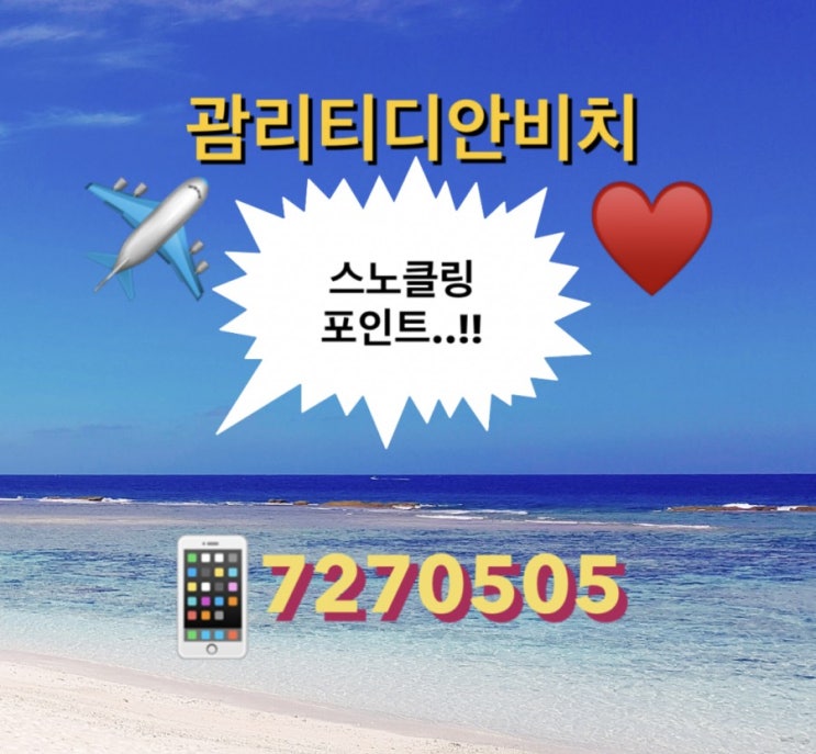  괌 리티디안비치 스노클링 투어즐기기❤