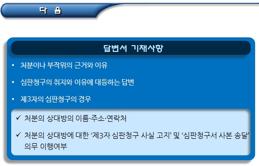 행정심판 청구서 등의 접수, 처리