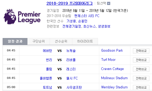 2018.12.05 EPL(프리미어리그) (번리 vs 리버풀 에버턴 vs 뉴캐슬 풀럼 vs 레스터 울버햄턴 vs 첼시 맨유 vs 아스널 토트넘 vs 사우샘프턴) 2018.12.05 EPL(프리미어리그) (번리 vs 리버풀 에버턴 vs 뉴캐슬 풀럼 vs 레스터 울버햄턴 vs 첼시 맨유 vs 아스널 토트넘 vs 사우샘프턴)