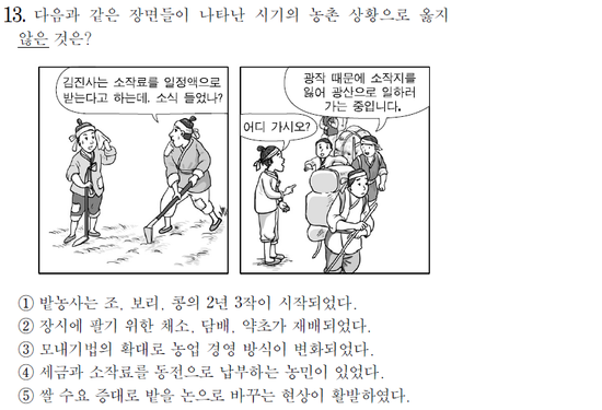 2010년도 6월 수능 모의평가 국사 13번 해설 : 조선 후기 농촌 상황(도조법, 농민층 분화) 