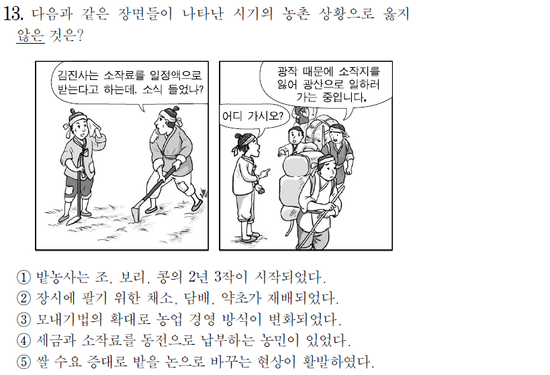  2010년도 6월 수능 모의평가 국사 13번 해설 : 조선 후기 농촌 상황(도조법, 농민층 분화) 