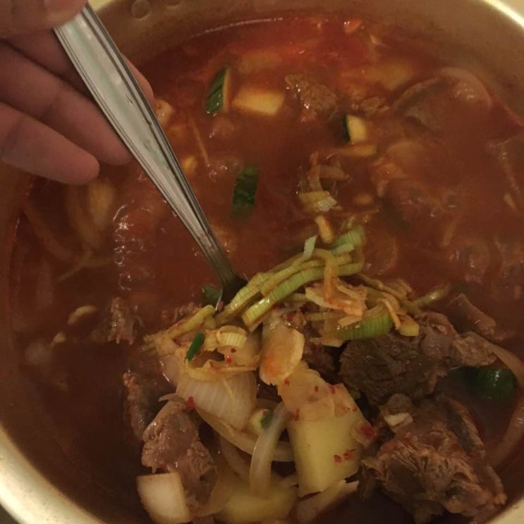  칠레 - 홈메이드 백종원 고추장소고기 찌개 feat. 양은냄비