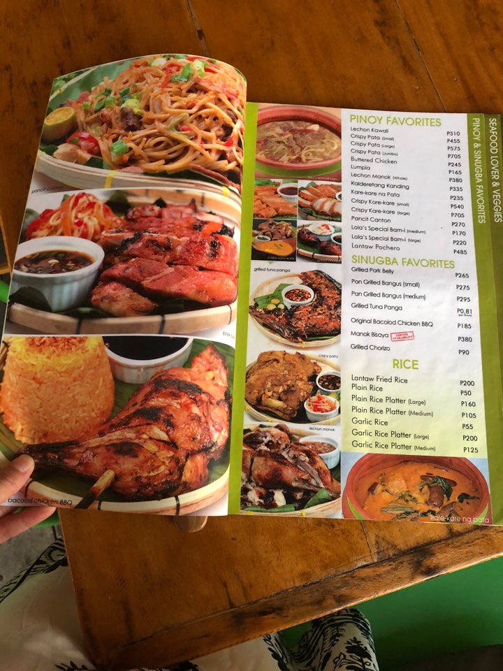  세부 란타우 레스토랑 메뉴판 & 영수증