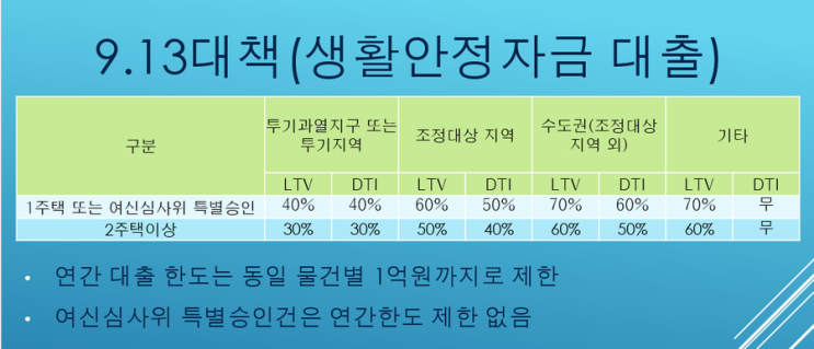 9.13대책(생활안정자금 대출)