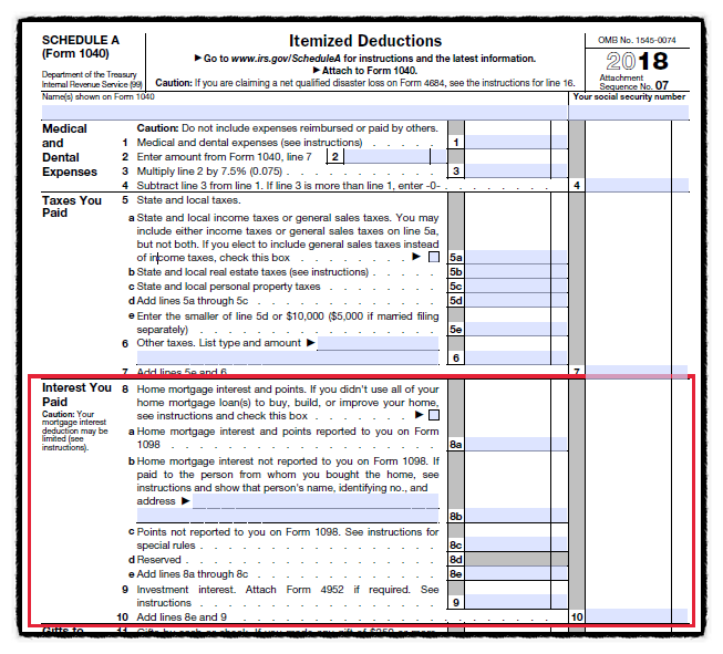 Itemized Deduction (항목공제) (4) - 융자 이자