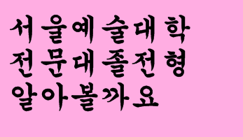  서울예술대학 전문대졸전형 알아볼까요