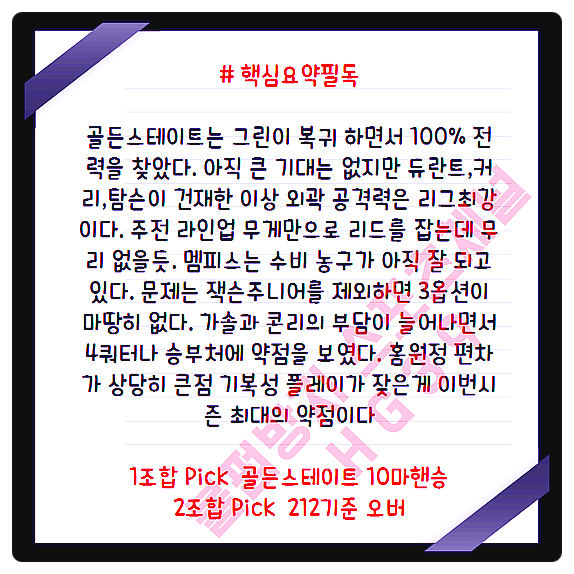  골든스테이트 멤피스 18일 느바 고배당