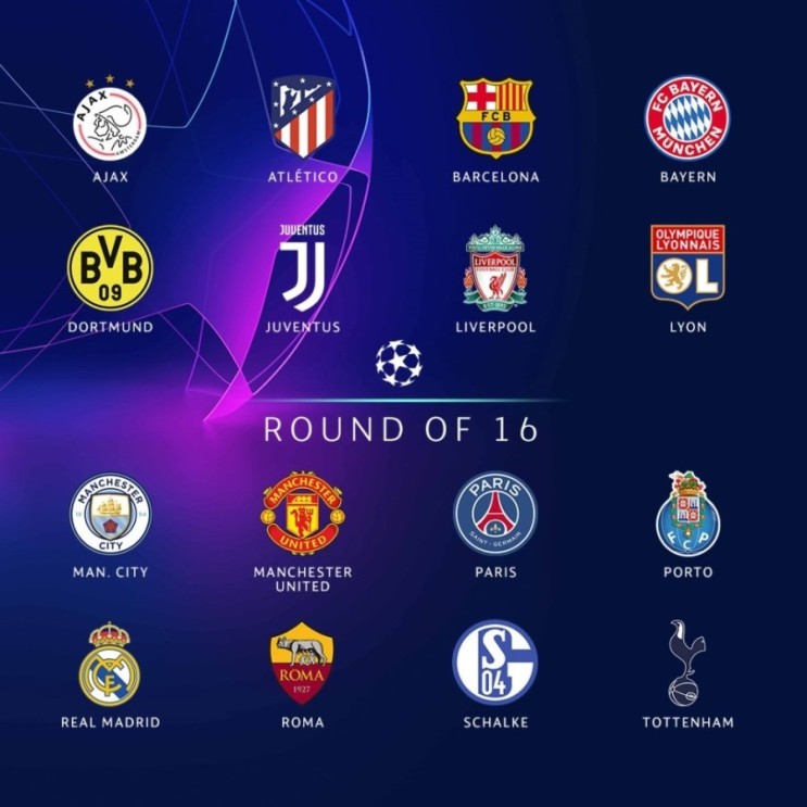 2018-2019 UEFA 챔피언스리그 16강 진출팀 확정 :: 챔스 16강 조추첨 시간, 중계 일정