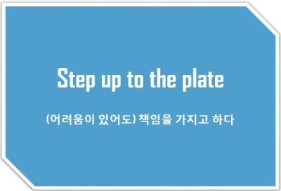 [영어표현] Step up the plate : (어려움이 있어도) 책임을 가지고 하다 