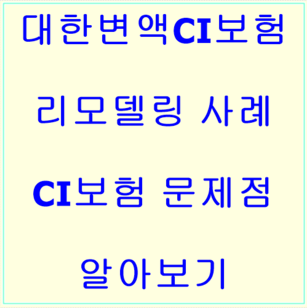 무배당 대한변액CI보험 리모델링 사례 CI보험 문제점 알아봐요~!