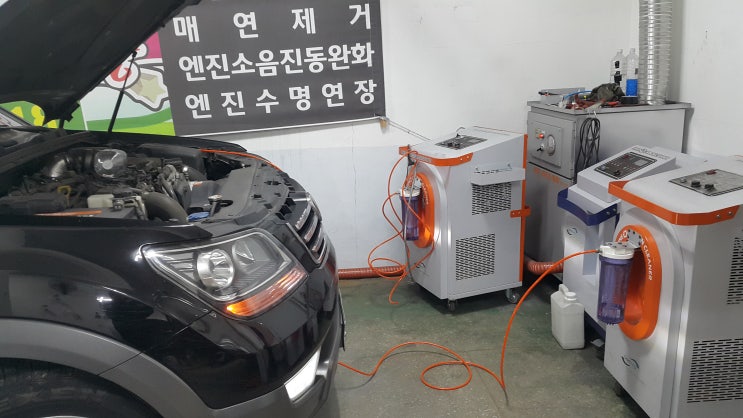  모하비 진동동영상, 엔진출력저하, 엔진떨림, 엔진소음  수소에너지사용 연소실크리닝으로 해결.