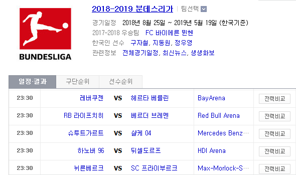 2018.12.22 분데스리가 (레버쿠젠 vs H베를린 라이프치히 vs 브레멘 슈투트가르트 vs 살케 하노버 vs 뒤셀도르프 뉘른베르크 vs 프라이부르크 E프랑크 vs 바이뮌헨) 2018.12.22 분데스리가 (레버쿠젠 vs H베를린 라이프치히 vs 브레멘 슈투트가르트 vs 살케 하노버 vs 뒤셀도르프 뉘른베르크 vs 프라이부르크 E프랑크 vs 바이뮌헨)