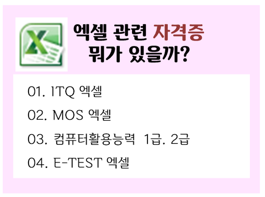  2019년 엑셀 관련 자격증 시험일정,금액 알아보기 : ITQ,MOS,컴활,E-TEST