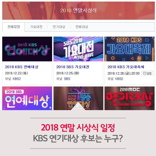  2018 연말 시상식 일정, KBS 연기대상 후보는 누구?