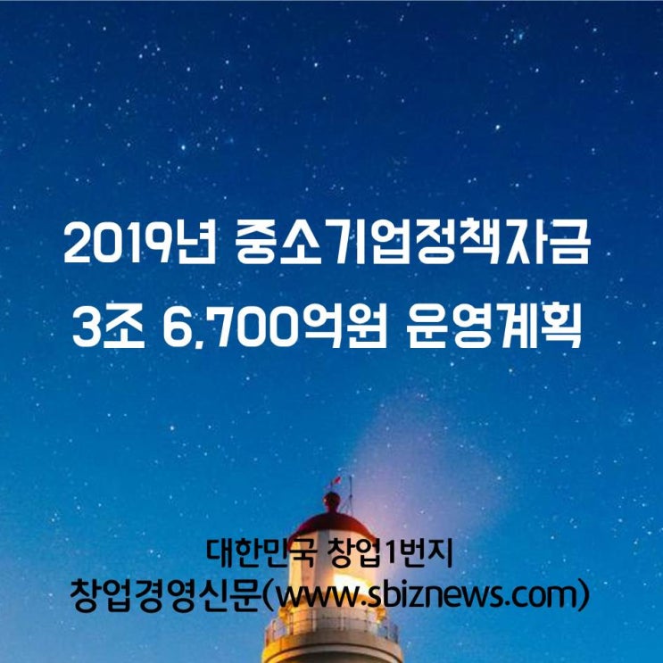  중소기업정책자금, 3조 6,700억원 2019년 지원