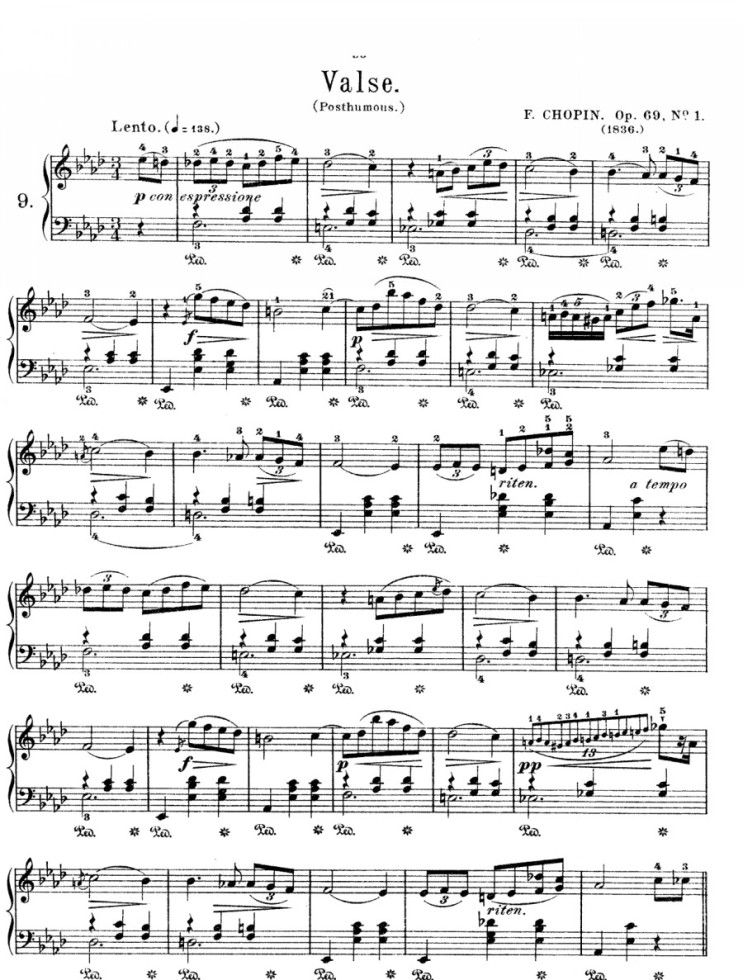쇼팽 왈츠 9번 악보 아름다운 피아노 곡 추천