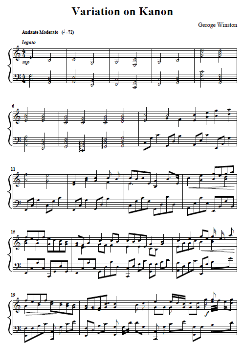  캐논 변주곡 너무나 멋진 명곡 악보(Variations on  Kanon)