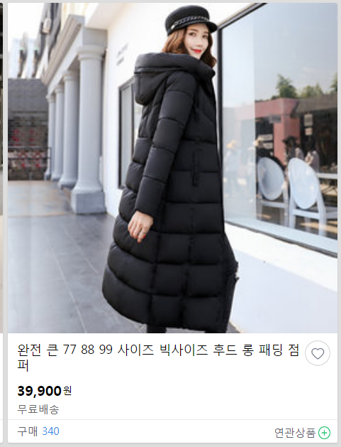  쏘쭌 옥션 지마켓 11번가 쿠팡 에서 잘팔리는 겨울 아우터