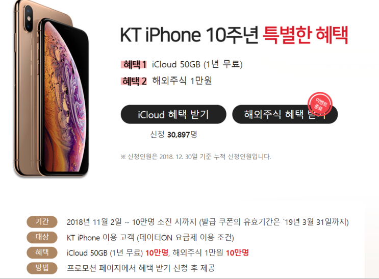 KT 아이폰 사용자 iCloud 50G 1년권을 무료로 받아보자
