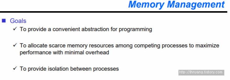 [운영체제OS]Memory Management 메모리 시스템(메모리 관리 목표)