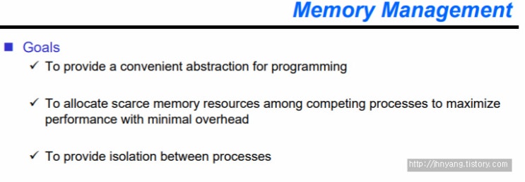  [운영체제OS]Memory Management 메모리 시스템(메모리 관리 목표)