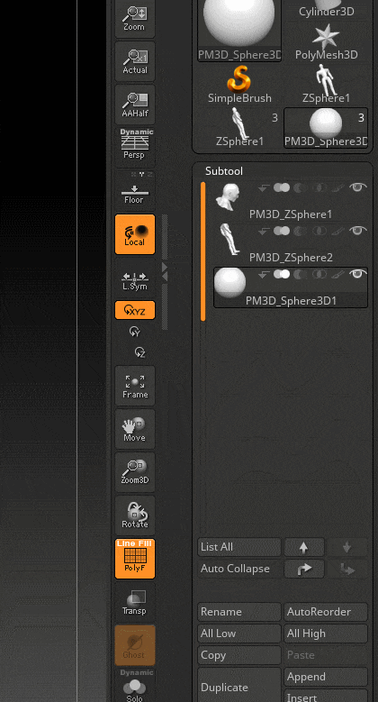  [Zbrush] Subtool