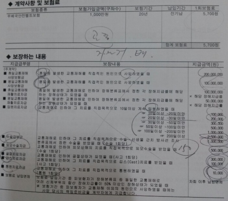  우체국 안전벨트 보험에 대해서 여쭤보려고요