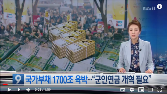 국가부채 1700조 육박…공무원·군인 연금 부담 눈덩이 / KBS뉴스(News) 국가부채 1700조 육박…공무원·군인 연금 부담 눈덩이 / KBS뉴스(News)
