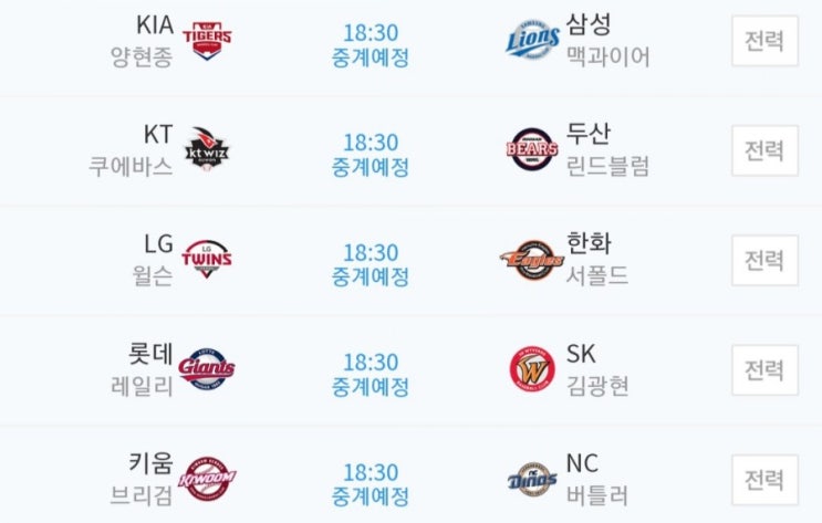 2019.04.04 KBO(프로야구) (기아 삼성 | KT 두산 | LG 한화 | 롯데 SK | 키움 NC )