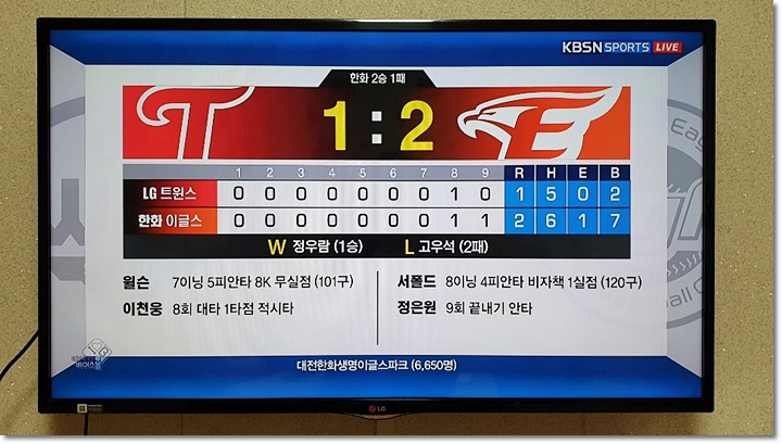 한화이글스 1선발 맞대결에서 승리, 정은원 데뷔 첫 끝내기