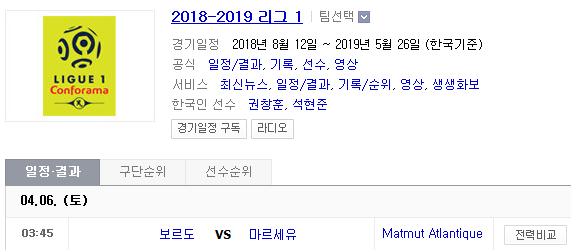 2019.04.05 리그앙(프랑스리그1) (보르도 마르세유)