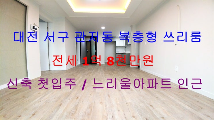대전 서구 관저동 신축 첫입주 테라스 복층형 쓰리룸 전세 (느리울아파트 인근)