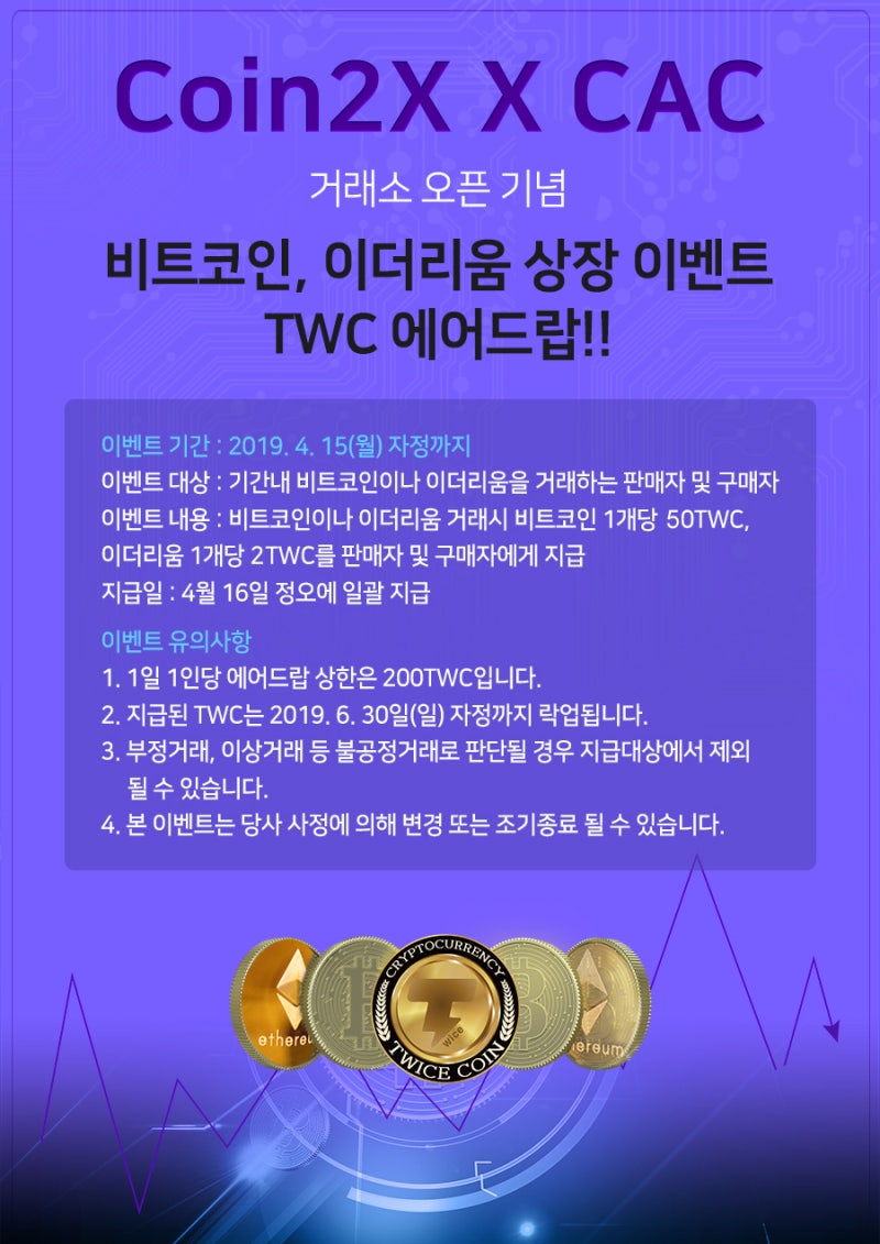 Coin2X ] 코인투엑스 거래소 오픈기념 이벤트 카립토(CAC) 에어폭탄 : 네이버 블로그
