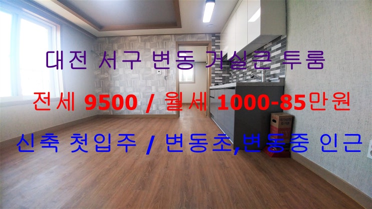  대전 서구 변동 신축 첫입주 거실큰 투룸 전세 , 월세 (변동중, 변동초 인근)