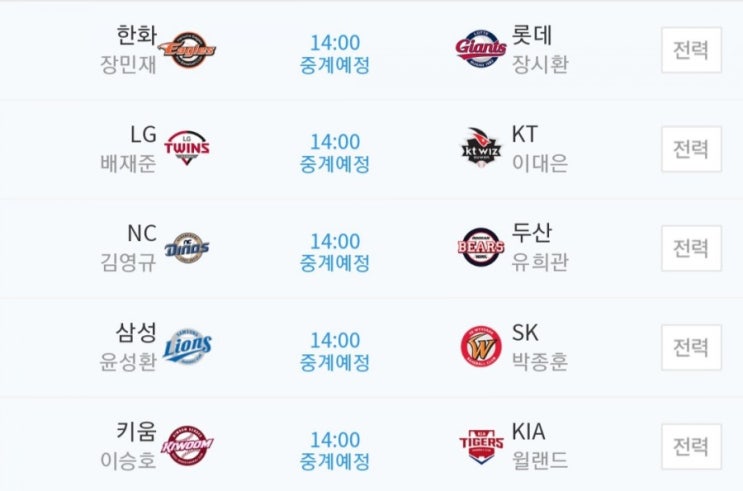 2019.04.07 KBO(프로야구) ( 한화 롯데 | LG KT | NC 두산 | 삼성 SK | 키움 기아 )