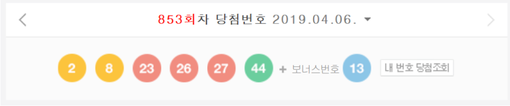  853회 로또 1등당첨번호 `2,8,23,26,27,44`..보너스번호13,과연1등금액과 당첨지역은?????
