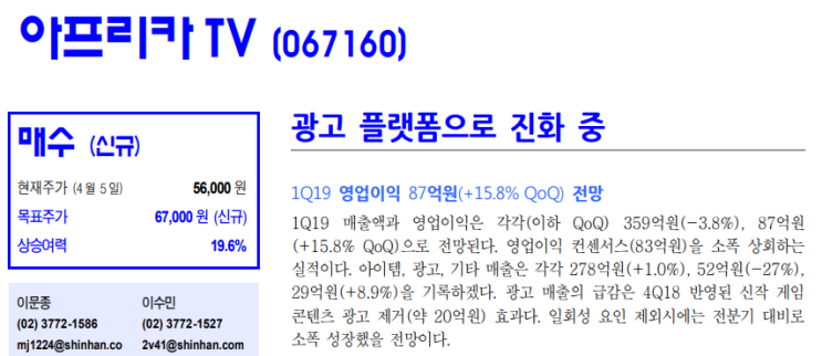  아프리카 TV-광고 플랫폼으로 진화 중