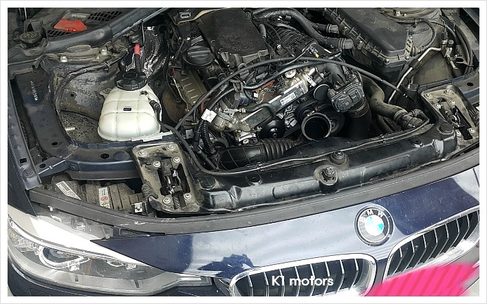 BMW 320D 냉각수순환불량으로 누수 워터펌프와 써머스탯교환 . 부천 디젤차관리전문점 K1모터스